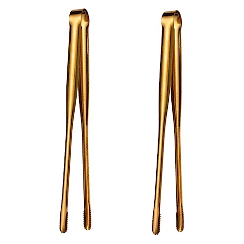 OUNONA 2 Pcs Stainless Steel Thickened Barbecue Tongs Food Clamps for Grilling Cooking Serving Wear Resistant Comfortable Smooth Handle Design