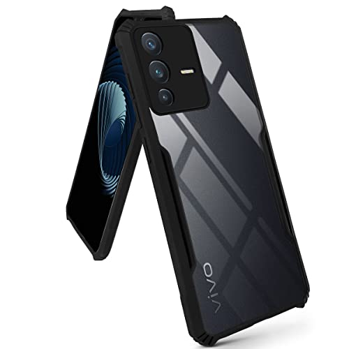 Image of Jkobi Back Cover Case for Vivo V23 Pro 5G (Crystal Glass Back | Camera Protection | Shockproof Bumpers | Professional Black)