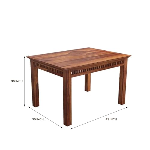 Image of Solid Sheesham Wood Dining Table Set with Chairs | Brown Modern Decorative Dining Set for Home /Office /Dining Room /Hotels | Honey Finish, 4 Seater