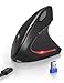 Produktbild TECKNET Ergonomische Bluetooth Maus, Jiggler Wiederaufladbar Kabellose Maus (BT 5.0/3.0 + 2.4G), 6 Einstellstufen bis 4800 DPI, Optische Leise Vertikale funkmaus für Windows, MacOS, Android, iPadOS