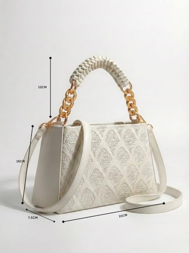 Image of LIKE STYLE Women's Embossed PU Sling Bag | Dual Compartment Shoulder & Crossbody Bag with Braided Handle | Stylish Handbag for Office & Casual Use