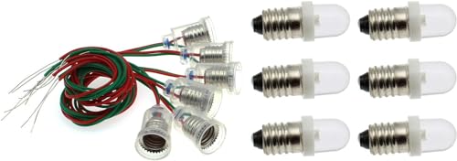 FDXGYH E10 Screw Bulbs Lamp Base Holder 6 Pcs 12V Cold White Lights and 6 Pcs Bulb Socket with Wire for Electronic Experimenting or DIY Light Decoration
