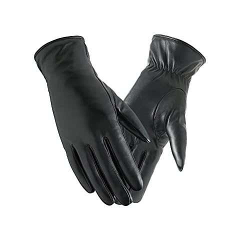FEIQIAOSH Winter Leather Gloves for Women, Cashmere Lined Touchscreen Gloves for Texting, Premium Soft Sheepskin Warm Glove Cover