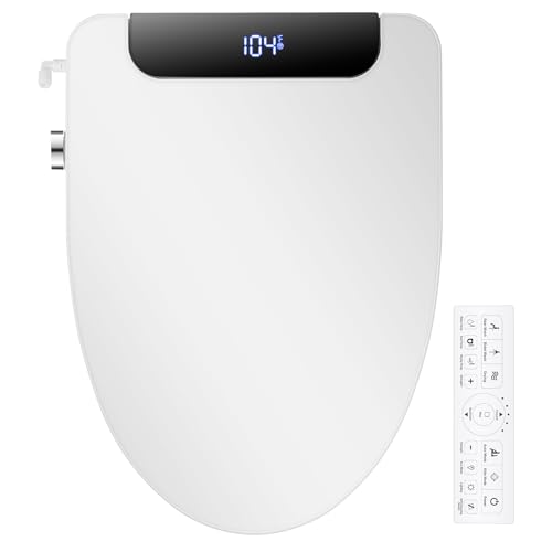IYTATA Electric Bidet Toilet Seat, Elongated, Warm Water with Air Dryer, Heated Seat and Slow Close Lid, Adjustable Water Temperature, Front and Rear Wash, LED Nightlight, Wireless Remote, 102