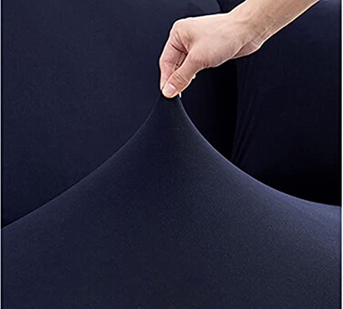 Housse canapé extensible 3 places polyester bleu marine taille universelle - 4