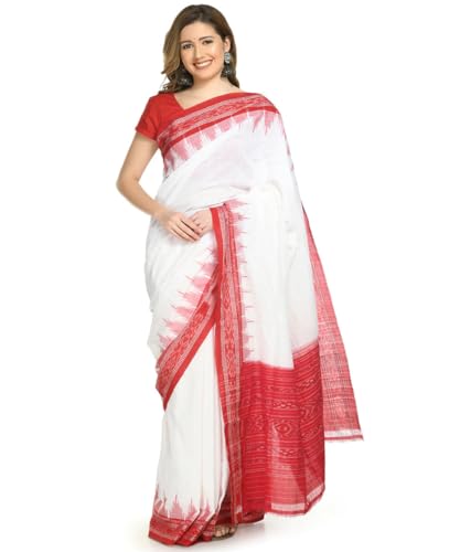 Image of Nuapatna Cotton Saree of Odisha Ikkat Orissa Traditional Handloom Sari | Bomkai | Pata | Nuapatana | sambalpuri saree | khandua patta sare | without Blouse S8