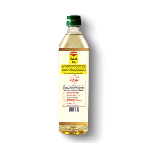 Image of Del Monte Canola Oil, 1L | Rich in MUFA, PUFA, Omega 3 & 6 | 0% Trans Fat | Ideal for Everyday Indian Cooking | Imported Oil (Pack of 3)