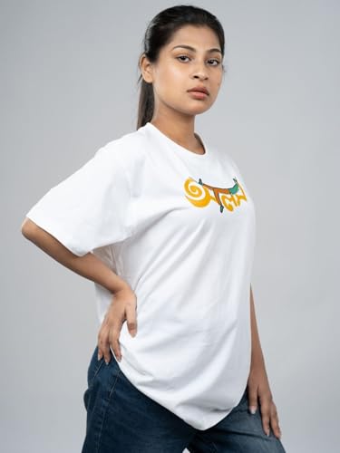 Image of Men's Pure Cotton Casual T-Shirt - Alas - Khai Dai Ghumai Bengali Quote Tee | Unisex Fit (Regular & Oversized) | 180 /220 GSM | Half Sleeve, Round Neck | S-5XL | White, Black