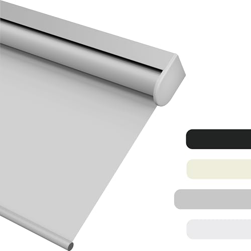 Blackout Roller Shades for Windows, Color-Matched Roller Blinds, UV Protection, Thermal Insulation Fabric Room Darkening Shades for Home, Office, Gray, 71" W x 60" H