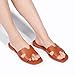 FITORY Women's Slide Sandals, Flat Fashion Square Open Toe with Cushion Slippers for Summer Beach Size 7 All Brown