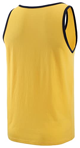Desplato Men's Classic Slim Fit Breathable Active Workout Gym Muscle Sleeveless Shirts Tank Tops A.gold/Navy L #TOP1