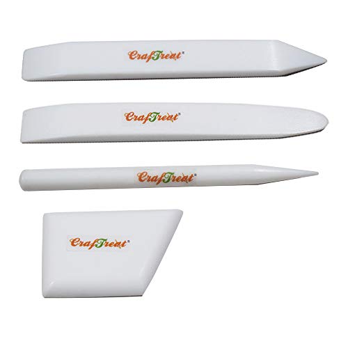 CrafTreat Teflon Bone Folder and Scoring Tool Set - Large, Ergo Square, Lifter and Burnisher - Paper Scorer, Card Folder, Binding Tool, Leather Burnisher - Smooth, Non Stick, Ergonomic Craft Tool