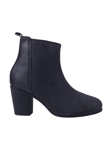 Image of Women's Ankle Boots with Block Heel | Side Zip Closure | Faux Suede Finish | Casual & Party Footwear Booties