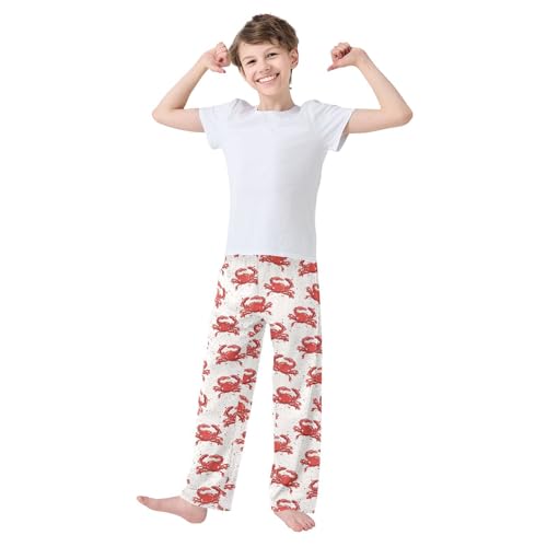 ZZXXB Crab Pattern Boys Long Pants Soft Trousers Elastic Waist Kids Lounge Bottoms with Pockets S-XL2