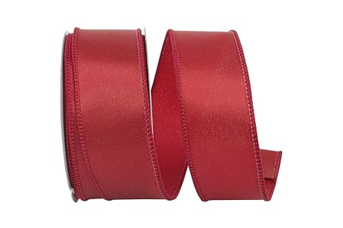 Reliant Ribbon 92575W-908-09F Satin Value Wired Edge Ribbon, 1-1/2 Inch X 10 Yards, Scarlet