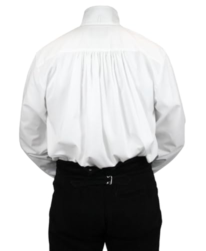 Historical Emporium Men's High Stand Collar Convert. Stud/Cuff Cotton Tuxedo Dress Shirt, Regency Victorian Period Formal4
