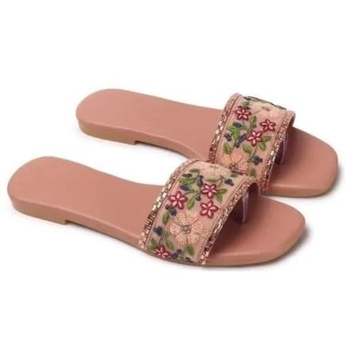 Image of Rehan Traders Stylish Women's Pair Of Embroidered & Embellished Flat Fashion Sandals| Comfortable, Lightweight, Anti Slip|SL 284