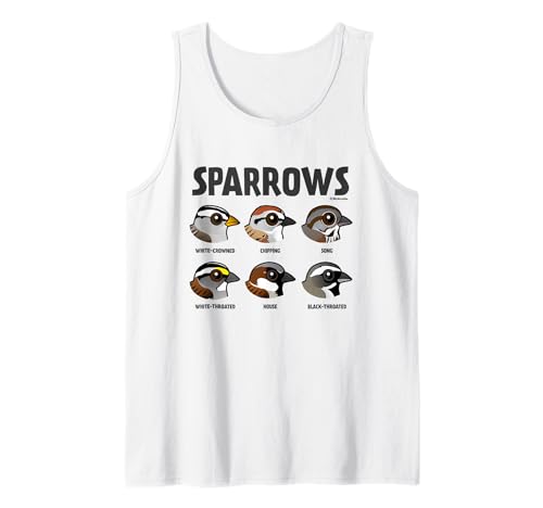 SPARROWS Cute Cartoon Bird Species Graphic Design Birder Tank Top