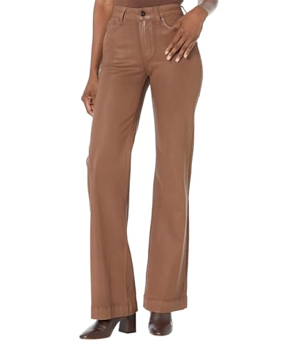 PAIGE Women's Leenah High Rise Wide Leg Transced Denim Cognac Luxe Coating