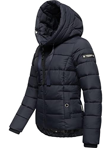 Navahoo Damen Winterjacke warme Steppjacke mit hohem Kragen und verstellbarer Kapuze Amayaa Navy Gr. M