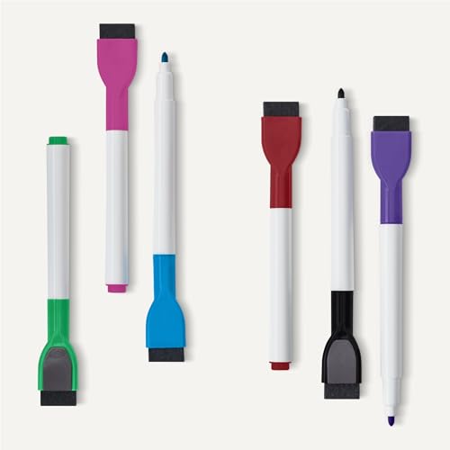 Amazon Basics Whiteboardplaner-Set, magnetisch, trocken abwischbar, für Kühlschrank, 3 Stück, 8 Marker und Tafelwischer, Weiß