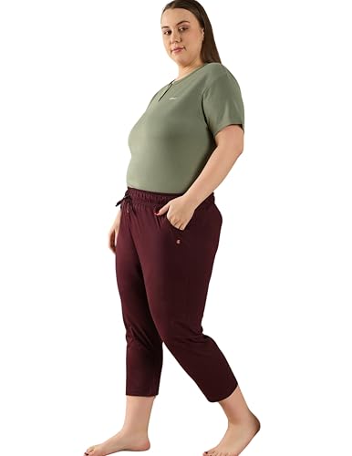 Image of CUPID Woman's Plus Size Plain Cotton Half Pant, 3 /4th Sports n Casual Night Short Pant, Knee Length Indoor n Outdoor Capris for Ladies