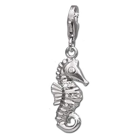 SilberDream 925er Charm Seepferd Echt Silber Armband Anhänger Zirkonia D1FC682 Silber Charmsschmuck von SilberDream für die Frau Cover