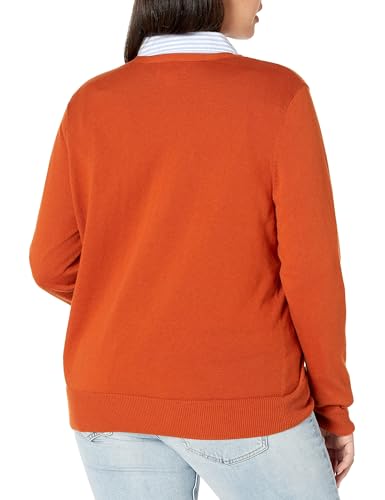 Amazon Essentials Damen Leichter Cardigan mit V-Ausschnitt (in Übergröße erhältlich), Rostfarben, XL