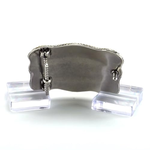 ARIAT Large Scalloped Shape Buckle with Logo, Floral and Scroll Detail, Twisted Rope Trim, 3.75"x 2.75"