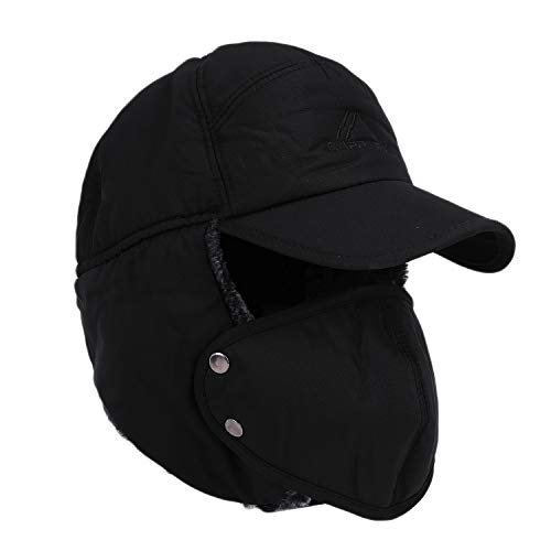 Women Men Ear Flaps Hat Aviator Winter Warm Trapper Hat Snow Ski Cycling Caps Fashion Faux Fur Ushanka Hat Outdoor Baseball Caps Beanie Caps Xmas Gifts (Black)