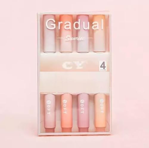 Image of Aesthetic Cute Highlighter Pen, Pastel Marker Set, No Bleed Marker Pens with Chisel Tip and Water-based Ink Quick Dry Pen for School /Office Supplies /Aesthetic Stationery (Set of 4) (Red)