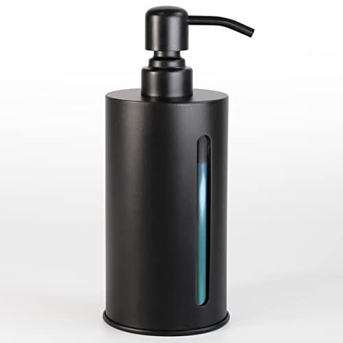 Zegeon 17.5 Oz Soap Dispenser With Clear Window, Matte Black Stainless Steel Hand Pump Dispenser, Rust Proof Countertop Lotion Bottle, For Kitchen & Bathroom, Refillable Hand Liquid Dispenser #TOP3