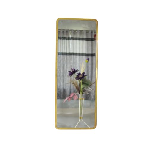 Image of Quality Glass Modern Elegance Rectangular Wall-Mounted Mirror - Metal Framed for Bathroom, Living Room - Home Decor - 18 x 48 Inches Golden MF 101