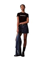 Calvin Klein Jeans Women's A- Inst. Logo Classic Tee Short Sleeve, Black, Large - Stretch Comfort, Versatile Style