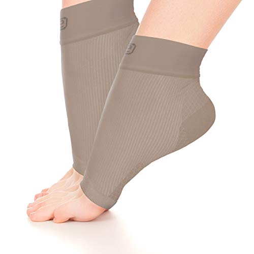 Go2Socks Plantar Fasciitis Socks|Best Ankle Compression Brace 22-25 mmHg|Arch Support Joint Heel Pain Relief|Foot Sleeves for Women and Men Reduce Swelling|Relieve Achilles Tendonitis(Solid Nude, Large)