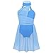 TiaoBug Abito da Pattinaggio Artistico Bambina Chiffon Leotards Body da Danza Classica Vestito da Balletto Abito da Ballo Latino Ballerina Samba Rumba Salsa Jazz Dancewear Light_Blue 13-14 Anni