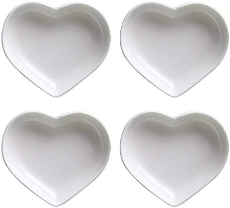 SOCOSY Heart-shaped Multipurpose Ceramic Sauce Dish Seasoning Dishes Sushi Dipping Bowl Appetizer Plates Serving Dish Saucers Bowl(Set of 4)