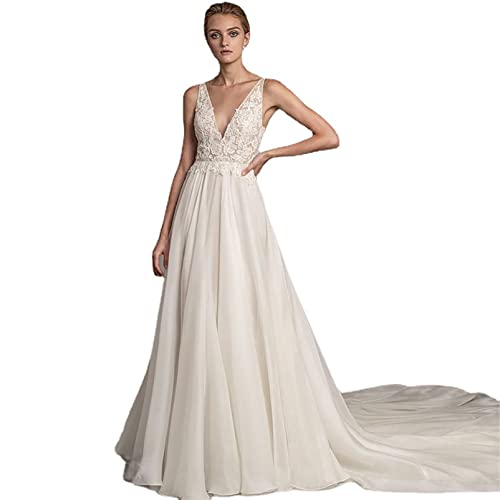 Robe de mariée été en coupe maxi A-line blanche pour un mariage bohème chic en plein air