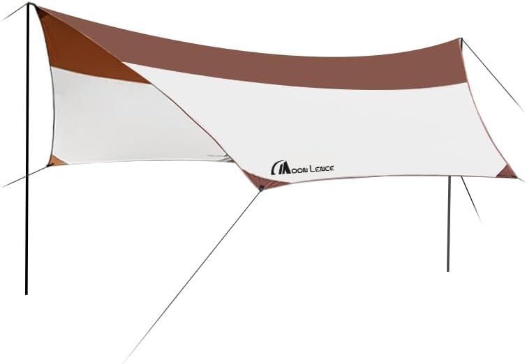 Moon Lence Camping Tent Tarp, Hammock Rain Fly, Waterproof Sun Shade Canopy, 24 x 50 inches, White (Coffee & White, Small)