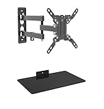 Mount Plus 1095-31 Tilt Swivel Corner Wall Mount with Bundle Single Glass shelf of Cable Box DVD...