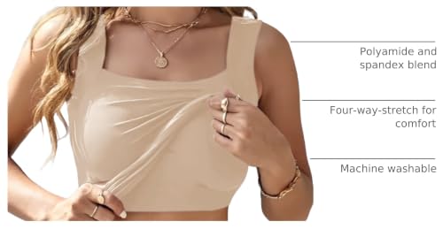 Image of CHICME Womens U Neck Shapewear Built-in Bra Tank High Strechy Sleeveless Slim Fit Tops Camisole Workout Tops