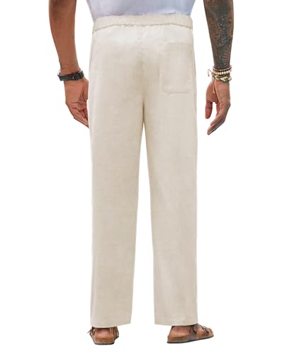 Linen Pants for Men - Casual Wide Leg Beach & Lounge Pants with Pockets4