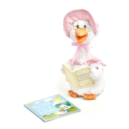 Cuddle Barn - Mother Goose Read-Along (Pink) | Animated Bird Plush with Mouth Movement Recites 7 Nursery Rhymes, Comes with Board Book, 14 inches