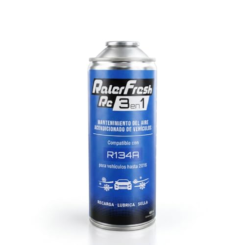 Ralerfresh RC 3 en 1 – Recarga de Aire Acondicionado Coche R134A hasta 2016 - Gas refrigerante, Sella Fugas, lubricante, Elimina Humedad - Mantenimiento Completo del vehículo 400 ml