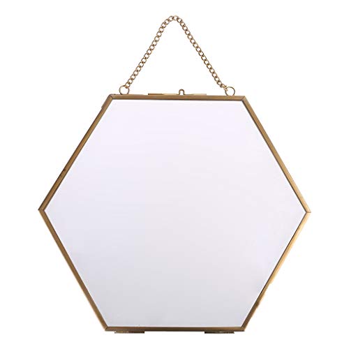Cadre photo hexagonal suspendu en métal doré et verre de qualité supérieure pour portrait chic
