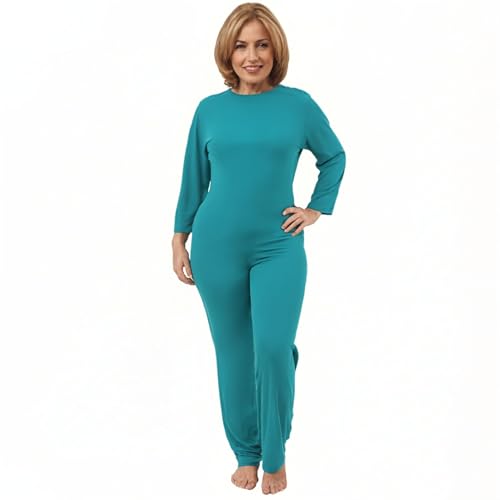 J & E Talit Inc. Womens Alzheimers Clothing - Alzheimer Anti-Strip Jumpsuit(Turquoise Medium)