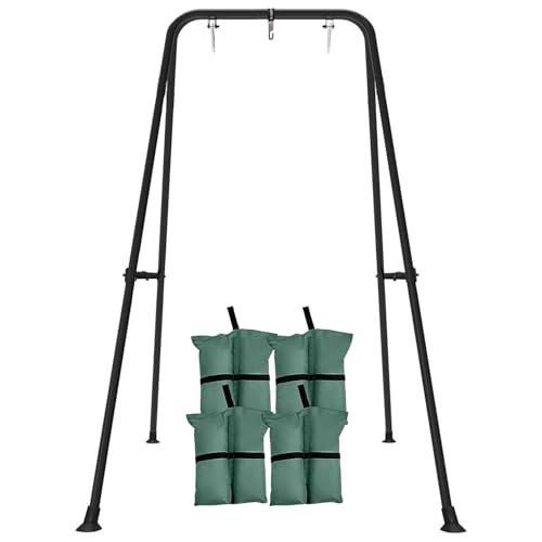 Swing Stand for Kids,Foldable A-Frame Swing Frame with 4 Sandbags,Indoor/Outdoor for Backyard Fits for Most Toddler/Baby Jumper/Hammock Chair, Black