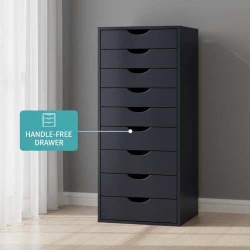 Image of Naomi Home Bianca 9-Drawer Tall Wooden Dresser - Gray | 9 Easy-Access Drawers • Tall Space-Saving Design • Durable Construction • Wide Top Surface