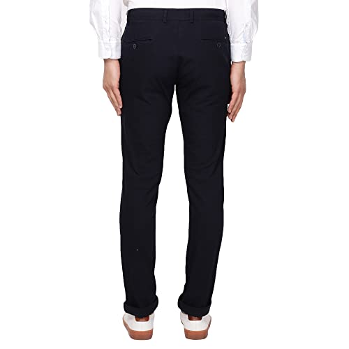 Image of Blackberrys Men's Textured Beige Slim-Fit Trousers |Office Wear & Casual Wear