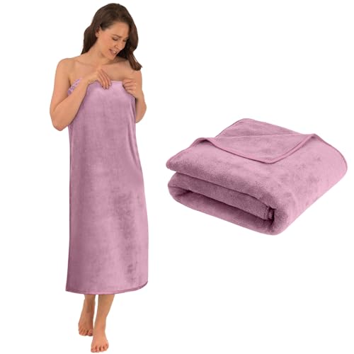KORVORIA XXL Serviette de Bain Grande Taille Mauve, Drap de Bain 200x100 cm, 100% Coton, Douce et Absorbante, Unisexe, Serviette de Plage Ldéale pour Plage,...